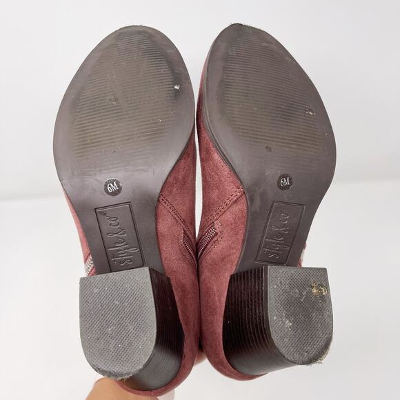 Style & Co Womens Size 6 Red Masrinaa Double Zip Ankle Booties Faux Suede - Picture 6 of 10